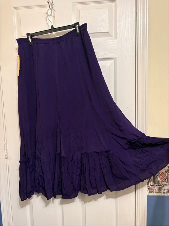 Coldwater Creek Dresses & Skirts - Coldwater Creek Deep Purple Flowy Maxi Skirt Ruffle Godet Gypsy NWT